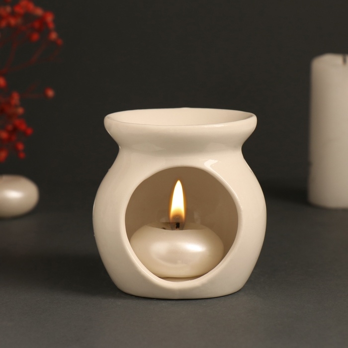 Аромалампа керамика Аромалампа керамика "Спокойствие. Горы" белая 7,2х7,2х7,8 см