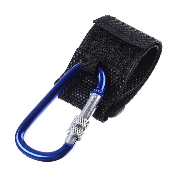 Карабин для сумок на коляску, на липучке, цвет черный/синий Карабин для сумок на коляску, на липучке, цвет черный/синий