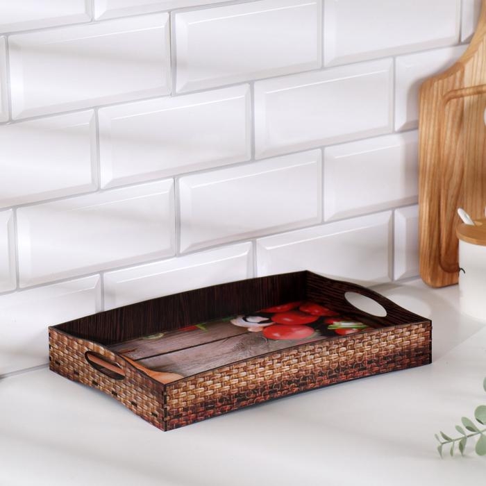 Поднос с ручками Поднос с ручками "Обед", деревянный, 30х20х4,5см