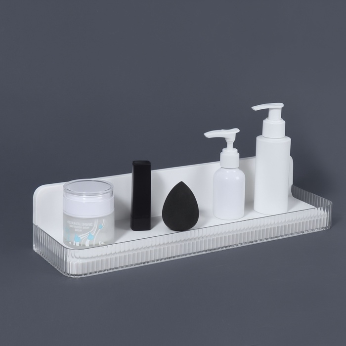 Органайзер для хранения, навесной, 1 секция, с клеевой основой, 35 × 10 × 7,5 см, цвет полупрозрачный/белый