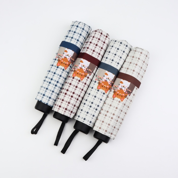 Зонт механический «Кошки», эпонж, 4 сложения, 8 спиц, R = 48/56 см, D = 112 см, цвет МИКС Зонт механический «Кошки», эпонж, 4 сложения, 8 спиц, R = 48/56 см, D = 112 см, цвет МИКС