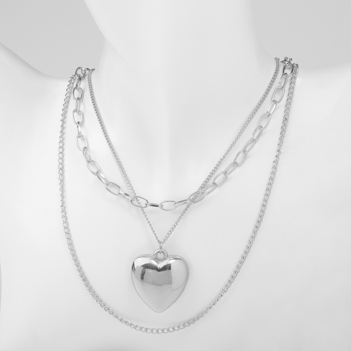 Кулон «Цепь» медальон, сердце, цвет серебро, 45см Кулон «Цепь» медальон, сердце, цвет серебро, 45см