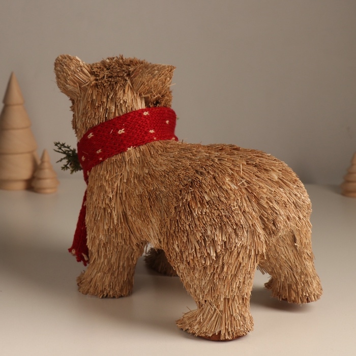 Декор Декор "Медведь в вязаном шарфике с шишками и ягодками" 12х22х19 см
