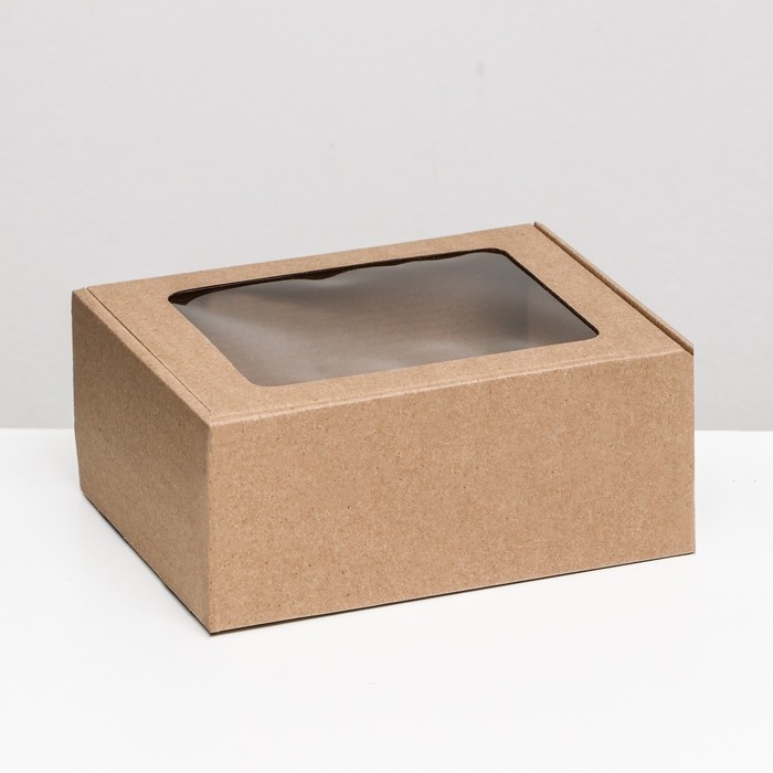 Коробка самосборная, бурая с окном, 22 х 16,5 х 9,5 см Коробка самосборная, бурая с окном, 22 х 16,5 х 9,5 см