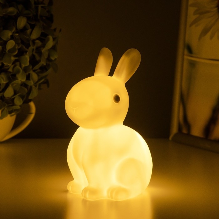 Ночник Ночник "Зайчонок" LED от батареек 3хLR44 белый 8х11х14 см