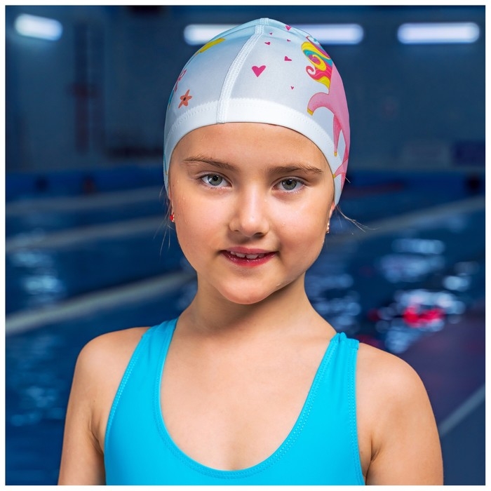 Шапочка для плавания детская ONLYTOP Kids «Единорог», тканевая, обхват 46-52 см Шапочка для плавания детская ONLYTOP Kids «Единорог», тканевая, обхват 46-52 см