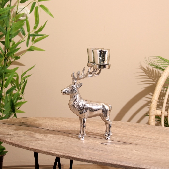 Подсвечник на 2 свечи Подсвечник на 2 свечи "Олень" алюминий 15х18х31 см
