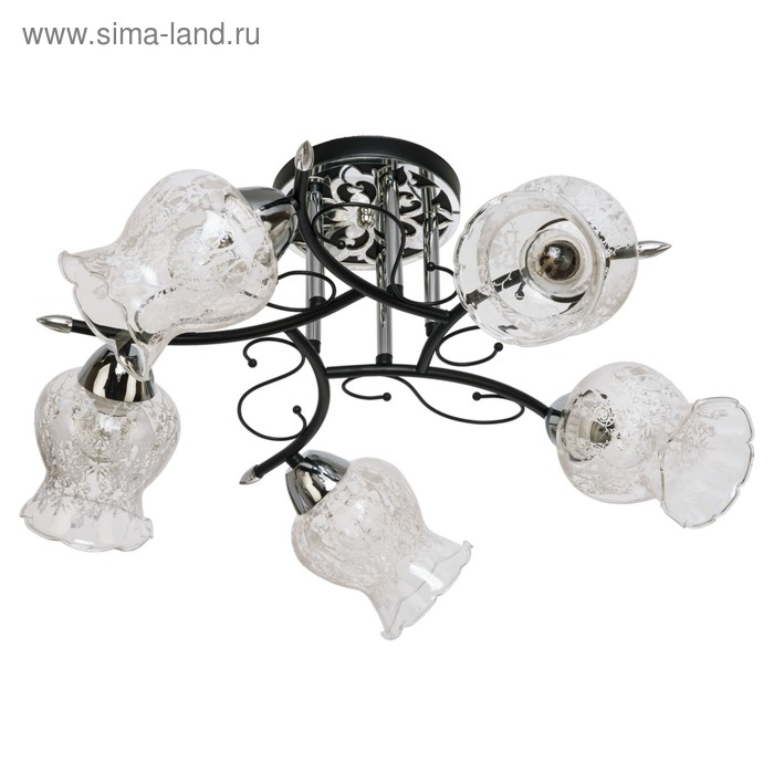 Люстра Люстра "Триони" 5х40Вт Е27 черный/хром 63х63х29