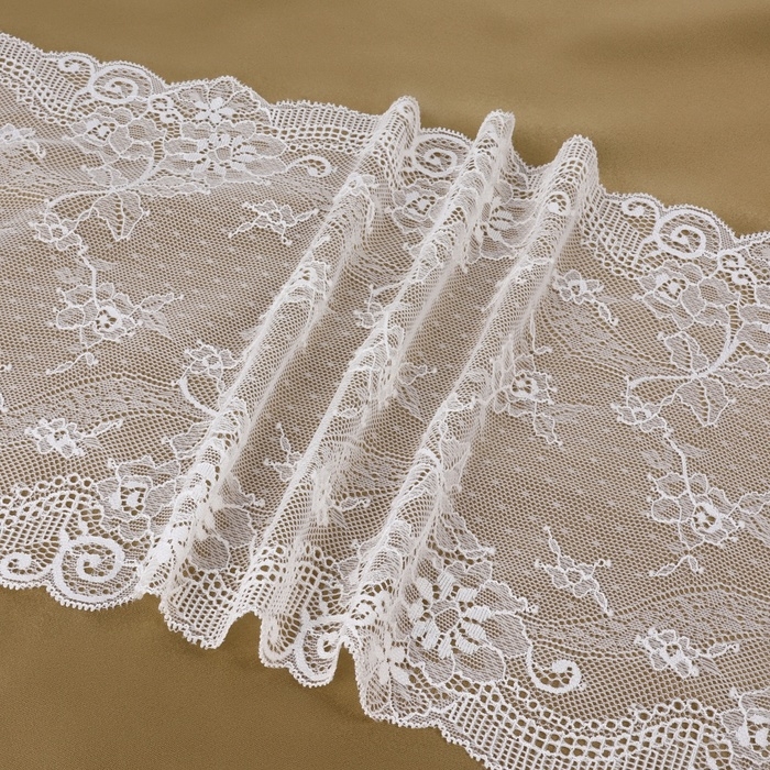 Кружевная эластичная ткань, 240 мм × 2,7 ± 0,5 м, цвет белый Кружевная эластичная ткань, 240 мм × 2,7 ± 0,5 м, цвет белый