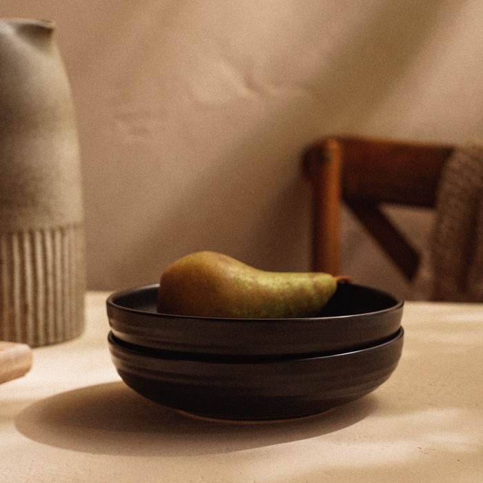 Набор тарелок фарфоровых глубоких SL Home «Дарк», d=18,5 см,цвет чёрный Набор тарелок фарфоровых глубоких SL Home «Дарк», d=18,5 см,цвет чёрный