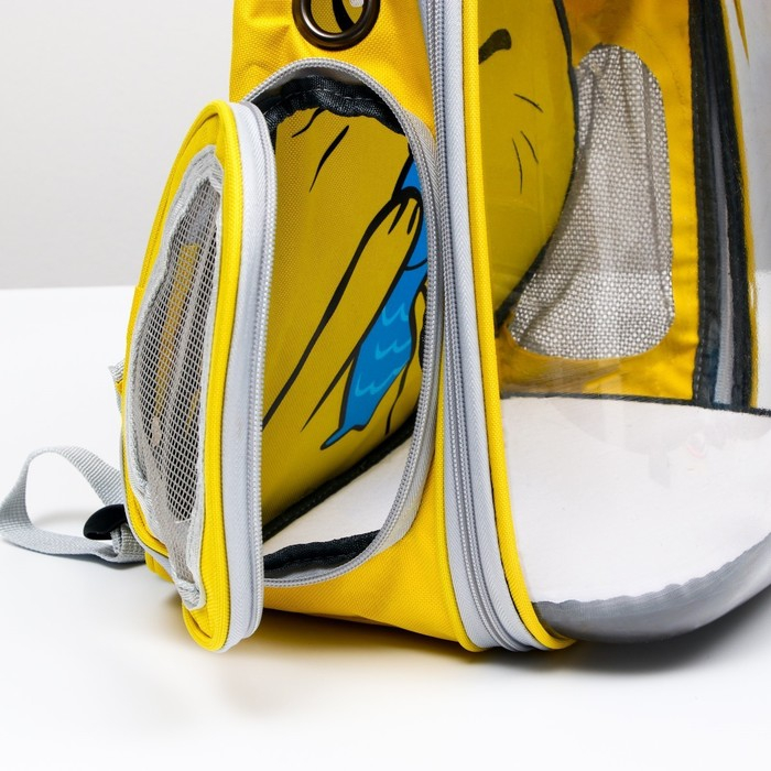 Рюкзак для переноски кошек Рюкзак для переноски кошек"Котик", прозрачный, 34 х 25 х 40 см, жёлтый