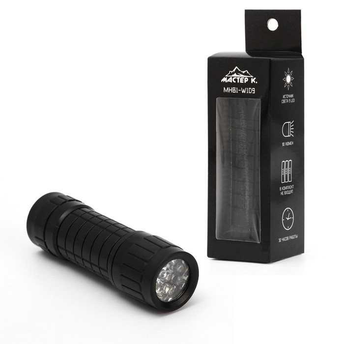 Фонарь ручной Фонарь ручной "Мастер К" MHB1-W1D9, 3 Вт, 9LED, 90 Лм, 3 ААА, черный