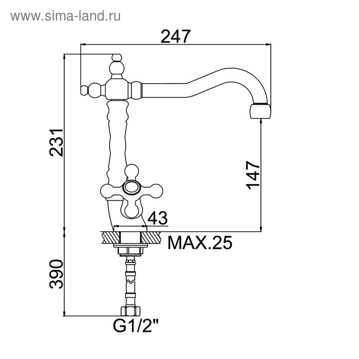 Смеситель для кухни Accoona A4571C, двухвентильный, с гайкой, латунь, цвет бронза Смеситель для кухни Accoona A4571C, двухвентильный, с гайкой, латунь, цвет бронза