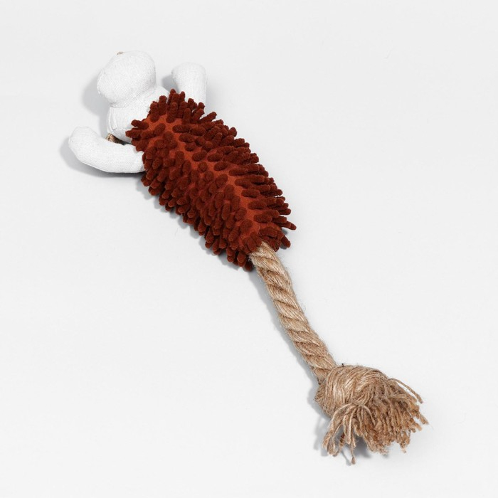 Игрушка мягкая для собак  Игрушка мягкая для собак "Пёс" с пищалкой и канатом, 39 х 11 см, коричневая