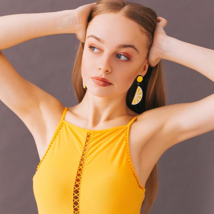 Серьги пластик «Вивьен» лимоны, цвет жёлто-белый Серьги пластик «Вивьен» лимоны, цвет жёлто-белый