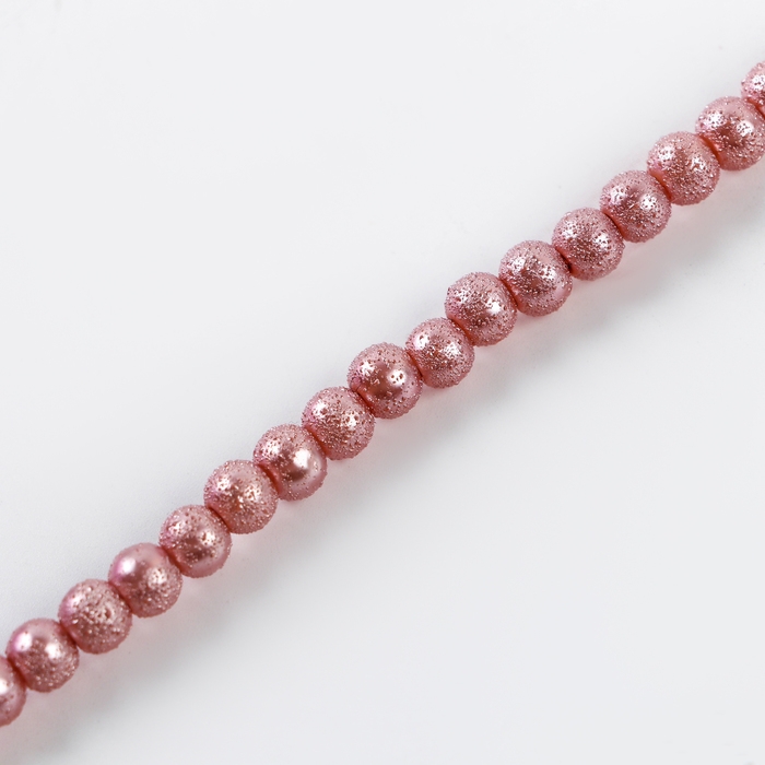 Бусины из стекла, набор 140 шт., размер 1 шт. — 6 мм, цвет розовый