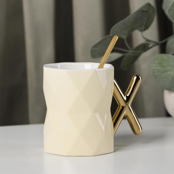 Кружка керамическая с ложкой «Луи», 250 мл, цвет МИКС Кружка керамическая с ложкой «Луи», 250 мл, цвет МИКС