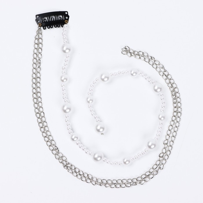 Заколка прядь с жемчугом новогодняя «Магия Нового года», на Новый год, 7 х 6,4 см Заколка прядь с жемчугом новогодняя «Магия Нового года», на Новый год, 7 х 6,4 см