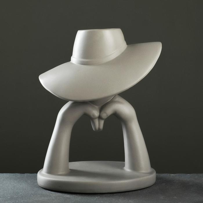 Кашпо Кашпо "Дама в шляпе" серое, 28х23см