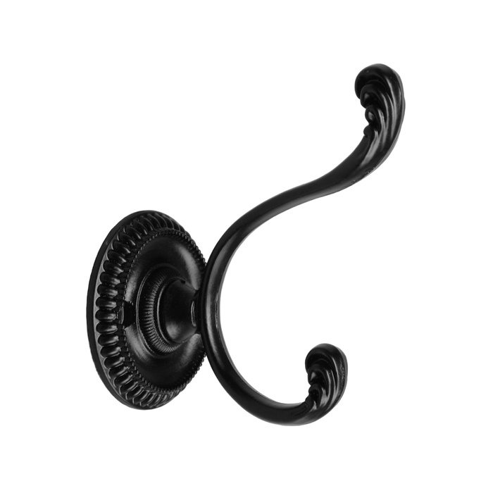 Крючок мебельный ТУНДРА TKD013, двухрожковый, черный Крючок мебельный ТУНДРА TKD013, двухрожковый, черный