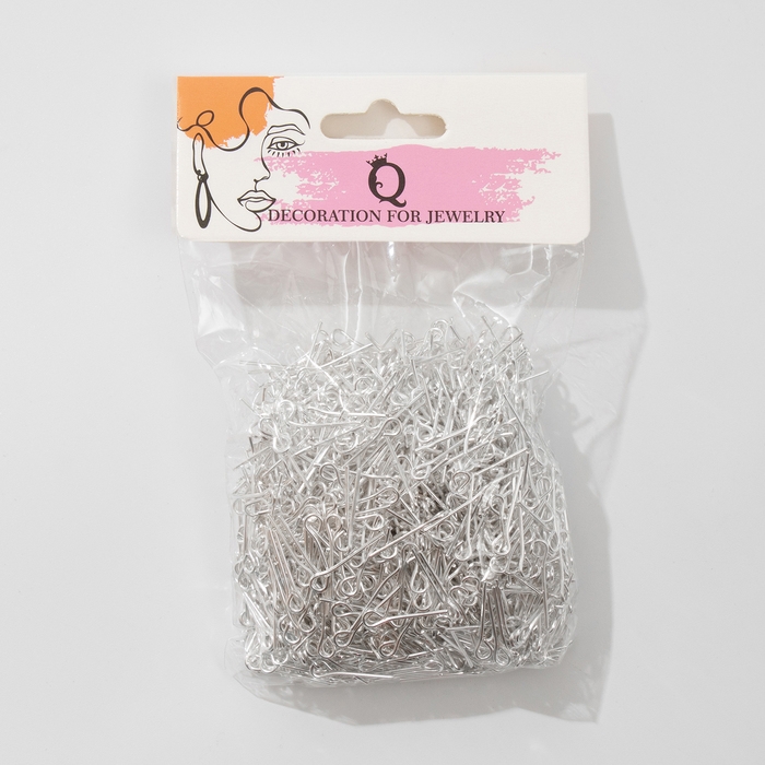 Штифт с петлёй СМ-1075, 1,4 см, (набор 100 гр, ±1000 шт), цвет серебро