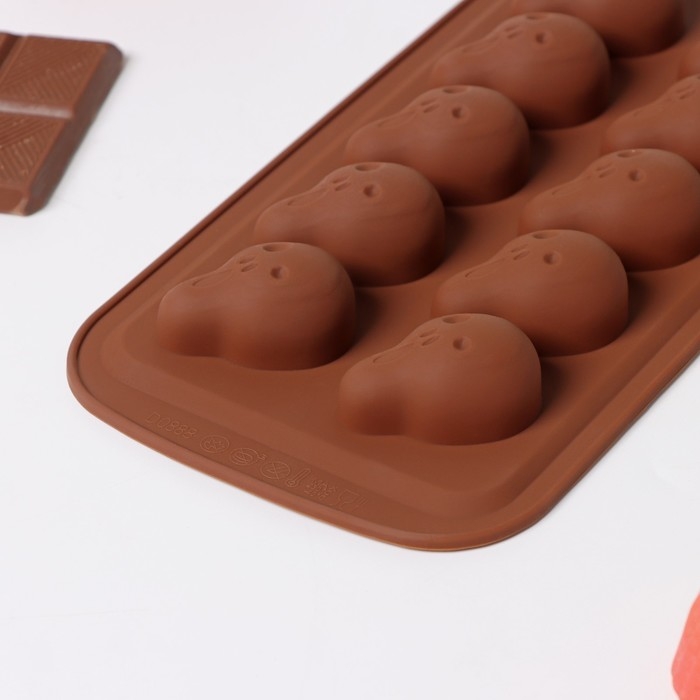 Форма для конфет и шоколада Доляна «Крик», силикон, 21×11×2 см, 10 ячеек, цвет коричневый Форма для конфет и шоколада Доляна «Крик», силикон, 21×11×2 см, 10 ячеек, цвет коричневый