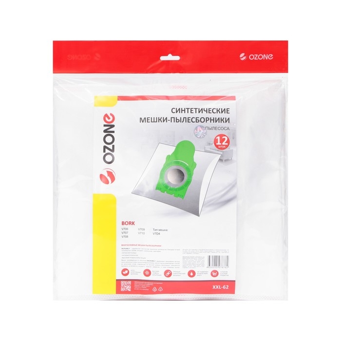Мешок-пылесборник XXL-62 Ozone синтетические для пылесоса, 12 шт Мешок-пылесборник XXL-62 Ozone синтетические для пылесоса, 12 шт