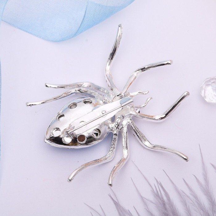 Брошь «Паук», цвет бело-синий в серебре Брошь «Паук», цвет бело-синий в серебре