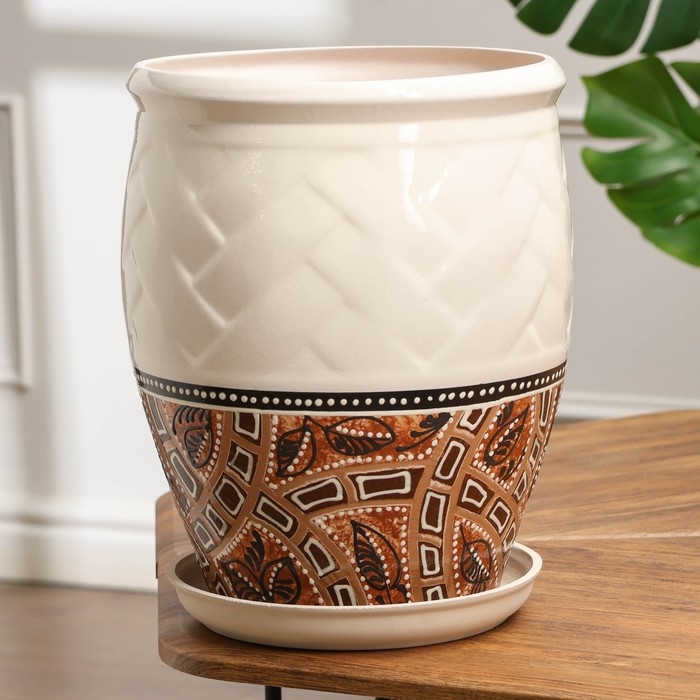 Горшок цветочный Горшок цветочный "Фикус 2" Мозаика белый микс 12л