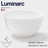 Салатник Luminarc DIWALI, 750 мл, d=14,5 см, стеклокерамика, белый