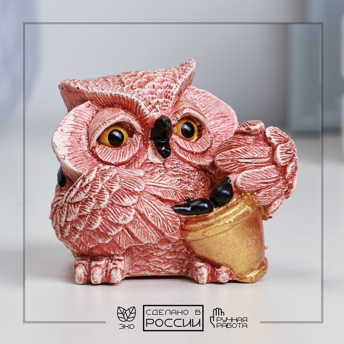 Фигура Фигура "Сова с барабаном" красно-коричневая, 6х6х5см