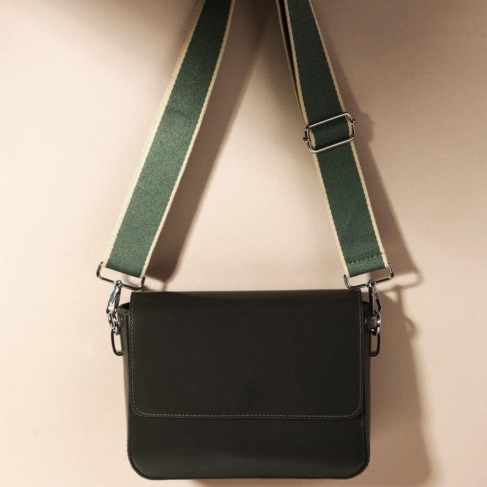 Ручка для сумки, стропа, 135 ± 3 × 3,8 см, цвет изумрудный/молочный Ручка для сумки, стропа, 135 ± 3 × 3,8 см, цвет изумрудный/молочный