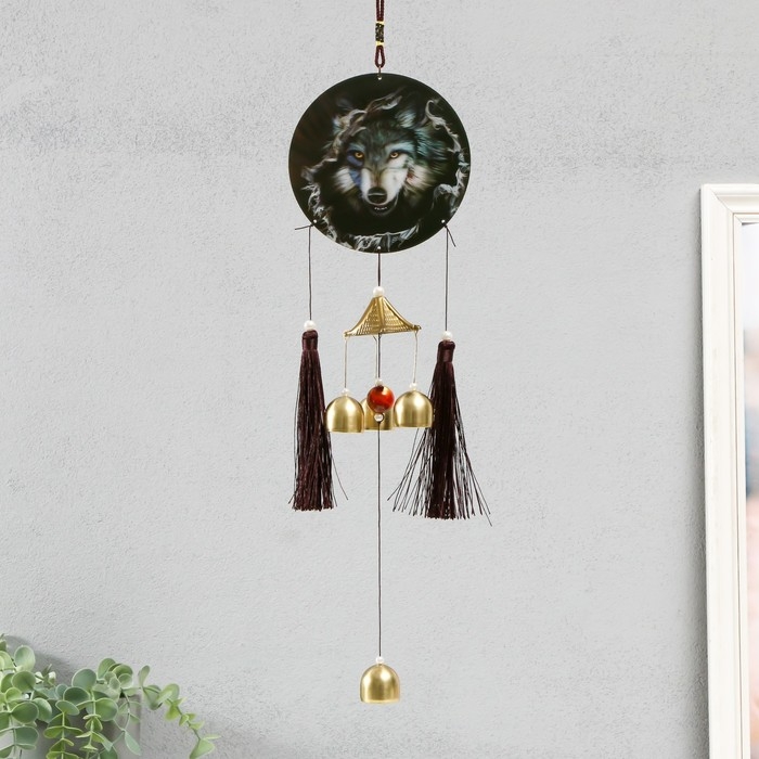 Музыка ветра металл Музыка ветра металл "Волк" 4 колокольчика 52х12,5х2,7 см