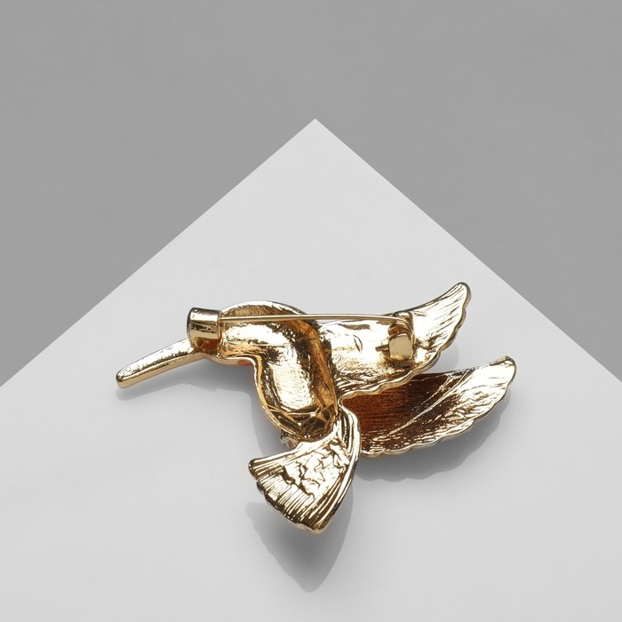 Брошь «Птица» колибри, цветная в золоте Брошь «Птица» колибри, цветная в золоте