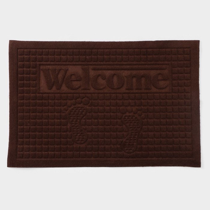 Коврик влаговпитывающий придверный без окантовки Доляна &laquo;Следочки Welcome&raquo;, 40&times;60 см, цвет МИКС