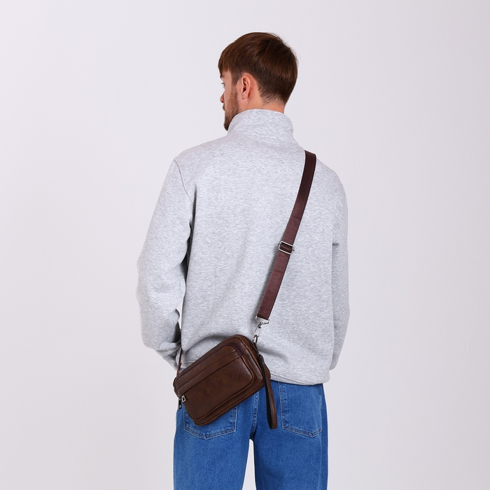 Сумка мужская через плечо, искусственная кожа, цвет коричневый Сумка мужская через плечо, искусственная кожа, цвет коричневый