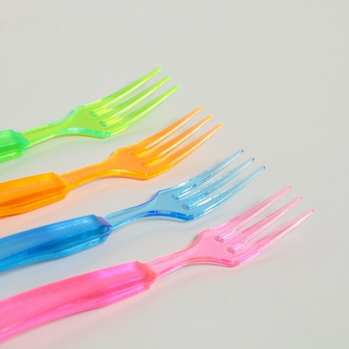 Вилки пластиковые, набор 12 шт., цвета МИКС Вилки пластиковые, набор 12 шт., цвета МИКС