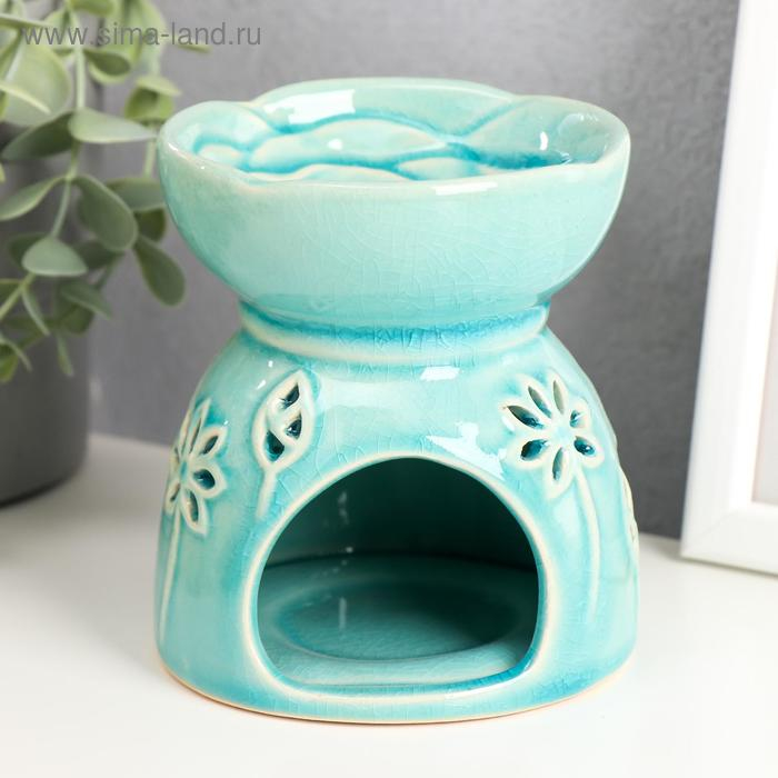 Аромалампа керамика Аромалампа керамика "Лотосы" голубая 11,2х10х10 см