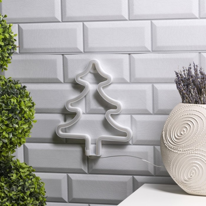 Неоновая вывеска «Ёлка» 20 × 25 см, батарейки ААх3 (не в комплекте), USB, свечение зелёное Неоновая вывеска «Ёлка» 20 × 25 см, батарейки ААх3 (не в комплекте), USB, свечение зелёное