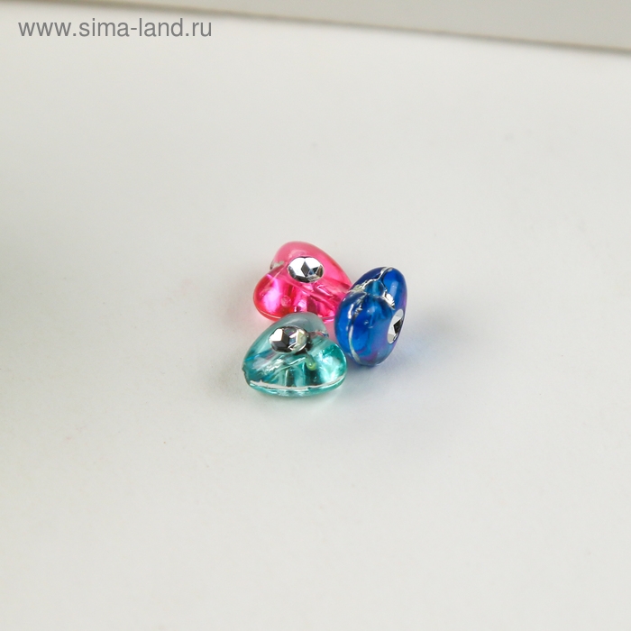 Набор бусин для творчества пластик Набор бусин для творчества пластик "Сердечки со стразиками" 20 гр 0,7х0,7 см