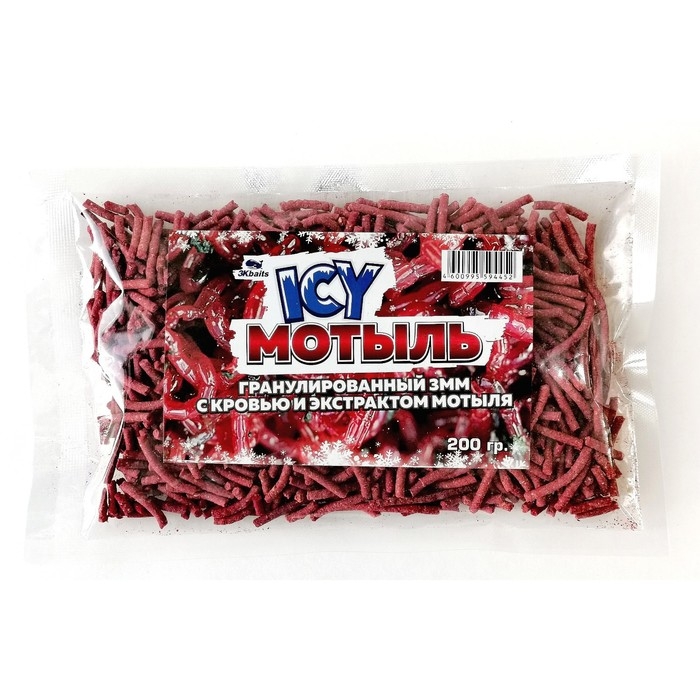 Мотыль ICY, гранулированный, с кровью и экстрактом мотыля, 3 мм, 200 г Мотыль ICY, гранулированный, с кровью и экстрактом мотыля, 3 мм, 200 г