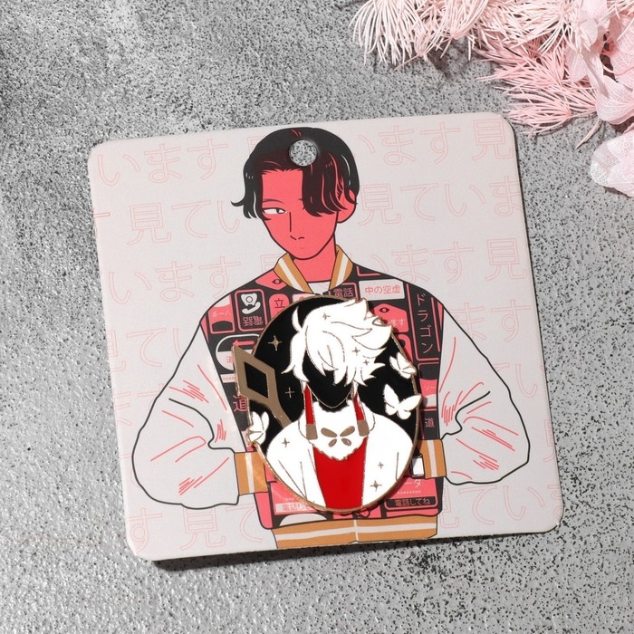 Значок «Япония» человек и бабочки, цветной в золоте Значок «Япония» человек и бабочки, цветной в золоте