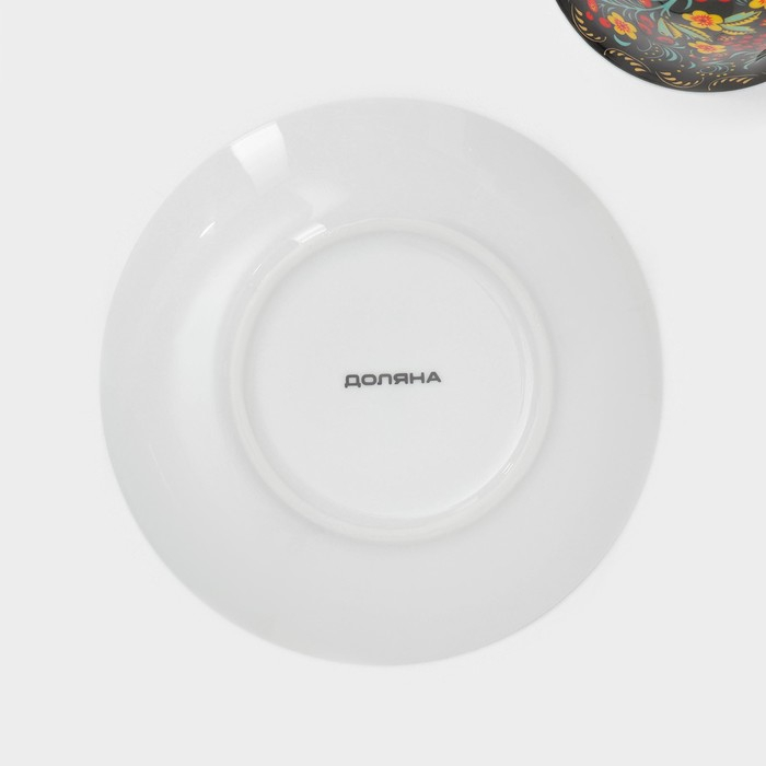 Сервиз чайный керамический на металлической подставке Доляна «Хохлома», 13 предметов: 6 чашек 210 мл, 6 блюдец d=14 см, чайник 1 л Сервиз чайный керамический на металлической подставке Доляна «Хохлома», 13 предметов: 6 чашек 210 мл, 6 блюдец d=14 см, чайник 1 л