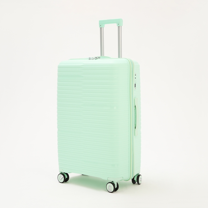 Чемодан большой 100 л (L), отдел на молнии, кодовый замок, 4 колеса, цвет мятный Чемодан большой 100 л (L), отдел на молнии, кодовый замок, 4 колеса, цвет мятный