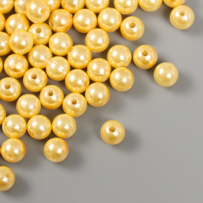 Набор бусин Набор бусин "Жемчуг" d 8 мм, 250 гр, светло-жёлтый