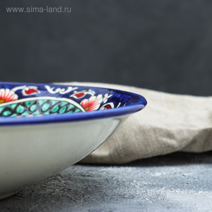 Ляган Риштанская Керамика  Ляган Риштанская Керамика "Узоры", 33 см, глубокий, синий