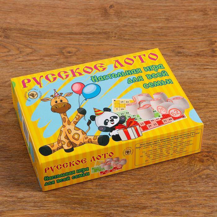 Русское лото  Русское лото "Для всей семьи", 24 карточки, карточка 21 х 8 см, 25 х 19 х 6 см