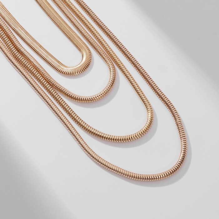 Колье «Цепь» стерео, 4 нити, цвет золото, 70 см