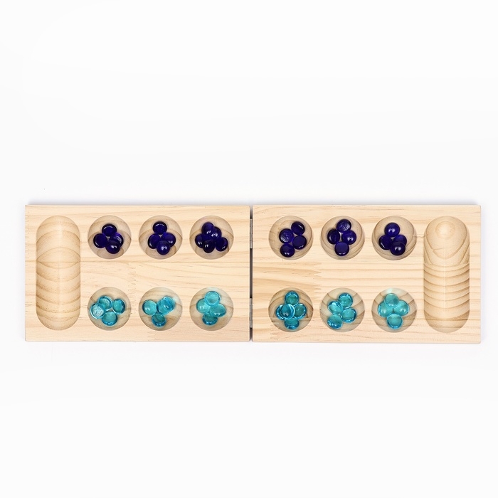 Настольная игра на логику  Настольная игра на логику "Калах. Манкала", 48 камешков, 22 х 13.5 см