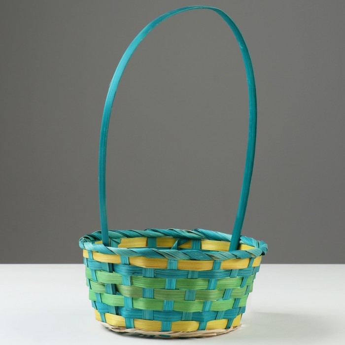 Корзина плетеная, 20,3 х 20,3 х 9,5/33 см, зеленый, бамбук Корзина плетеная, 20,3 х 20,3 х 9,5/33 см, зеленый, бамбук